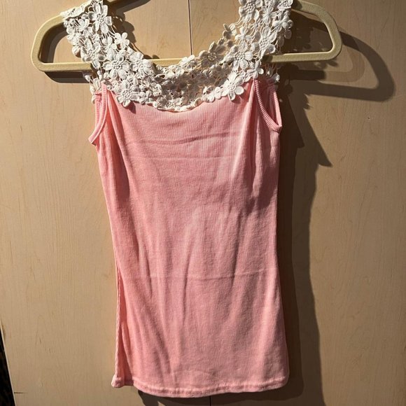 Flower Crochet Pink Tank Top Size S Small - Picture 4 of 6